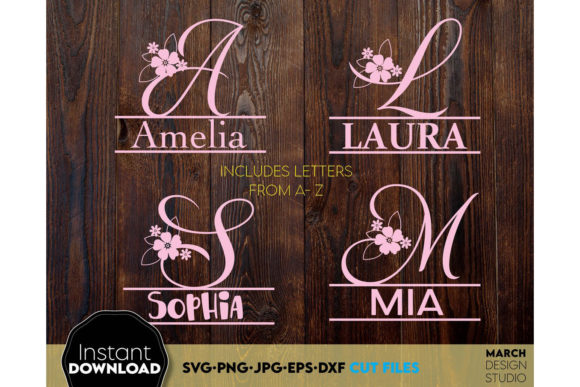 Download Alphabet Split Monogram Bundle Letters with Flowers - Bundle Collection