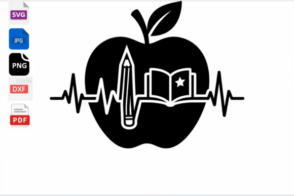 Download Teacher Heartbeat Apple Pencil Book SVG - Apple pencil Collection