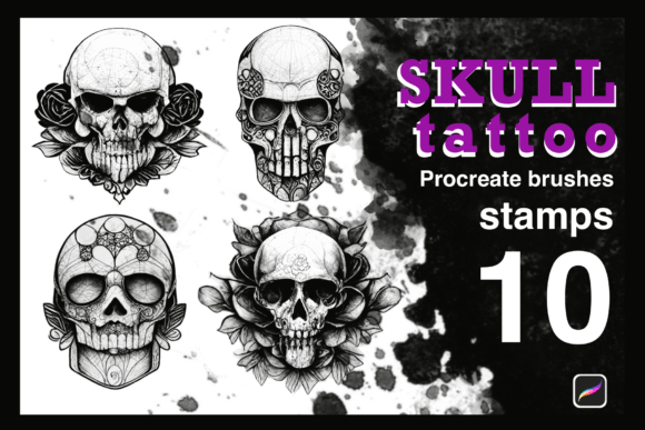 Download Procreate Skull Tattoo Stamps. - Procreate skull Collection