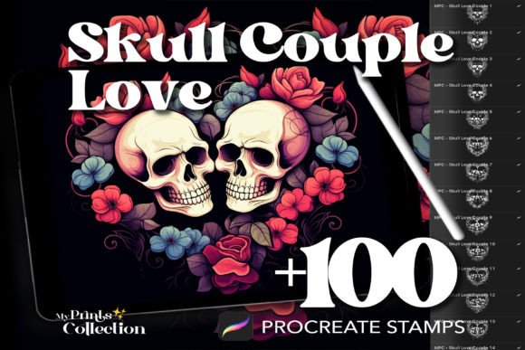 Download 100+ Procreate Skull Couple Love Stamps - Procreate skull Collection