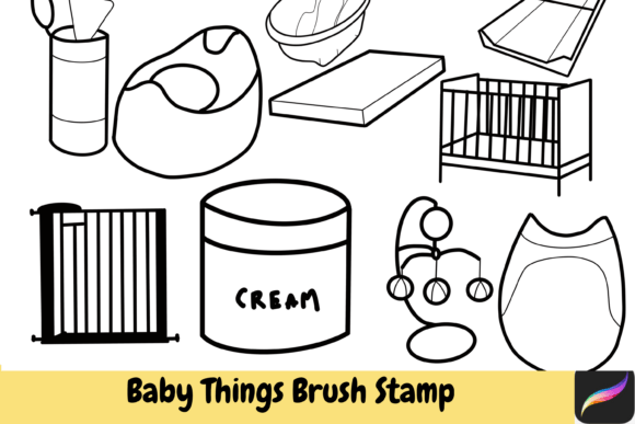 Download Baby Things Brush Stamps Procreate IPAD - Premium Resources