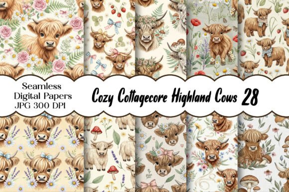 Download Cozy Cottagecore Highland Cows Bundle - Bundle Collection